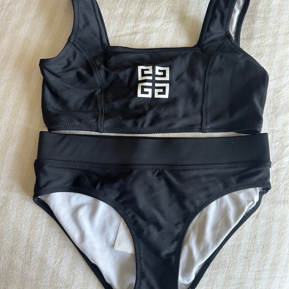 Black Two-Piece Swimsuit with Logo